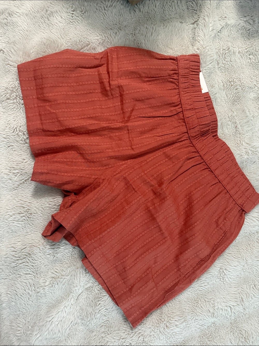 Three Dots Rust Eyelet High-Waist Shorts